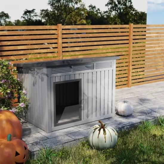 Decksplore Large Dog House Plastic Pet Shelter with Ventilation All-Weather Outdoor image {5}