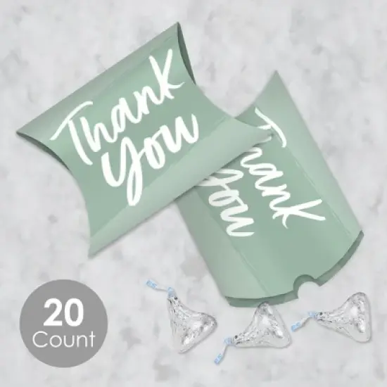 Big Dot of Happiness Sage Green Elegantly Simple - Favor Gift Boxes - Guest Party Favors Petite Pillow Boxes - Set of 20 image {1}