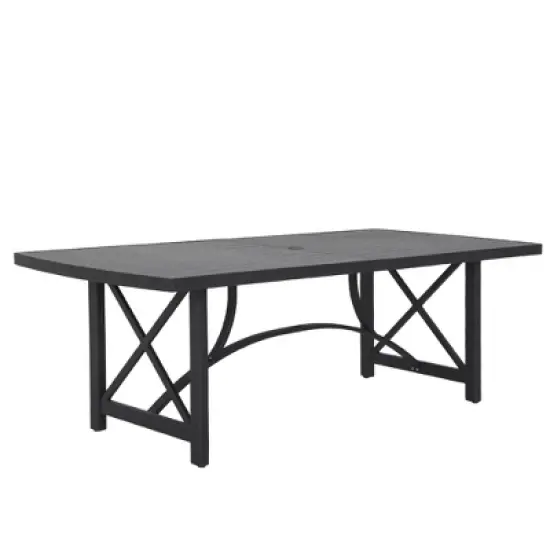 COWLOWN Aluminum Double Panel Outdoor Dining Table for 8, Painted Finish Rectangular Patio Table for Garden, Deck, or Backyard image {4}