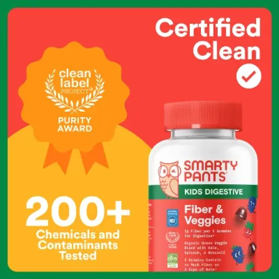 SmartyPants Kids Fiber & Veggies Gummies for Digestive Health, Mixed Berry - 60ct image {11}