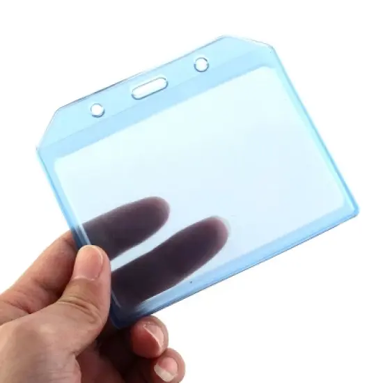 Unique Bargains Water-resistance Horizontal ID Card Business Name Badge Holder Clear Blue 4" x 2.8" (L*W) image {2}