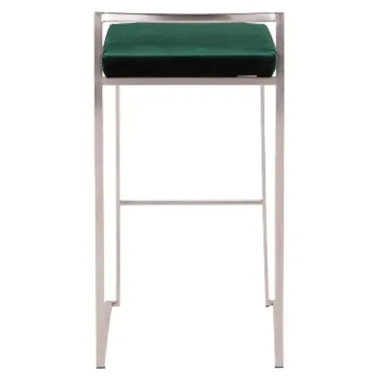Set of 2 30" Fuji Contemporary Stackable Barstools Stainless Steel - Lumisource image {5}