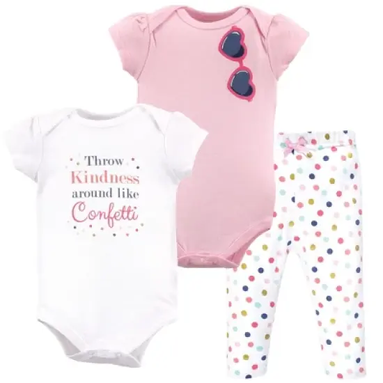Little Treasure Baby Girl Cotton Bodysuit and Pant Set, Confetti image {4}
