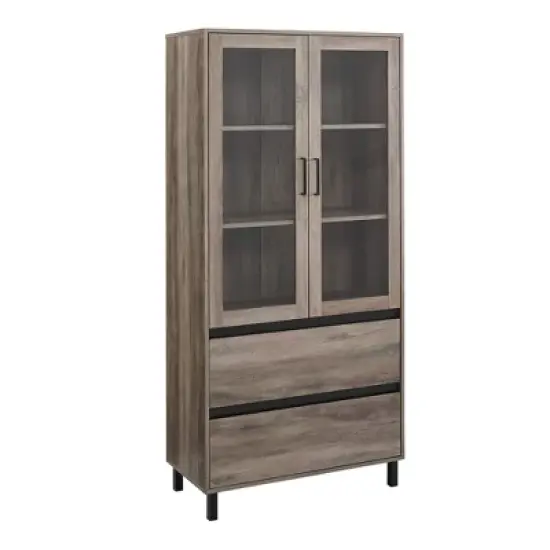 68" Glass Door Storage Hutch with Drawers - Saracina Home image {6}