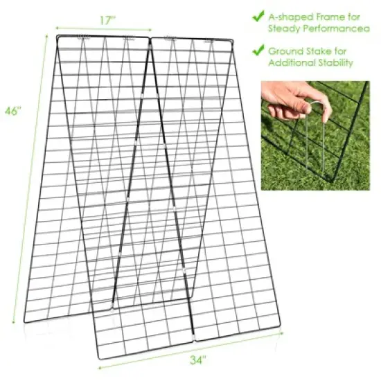 Costway 4 PCS Foldable Cucumber Trellis A-Frame Plant Supports with Twist Ties Green image {2}