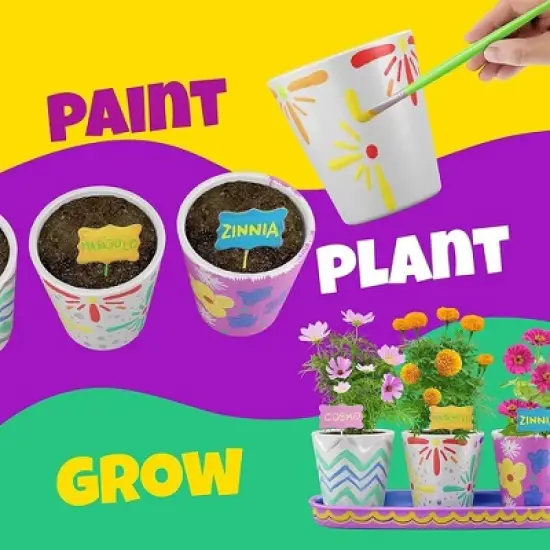 Dan&Darci Paint & Plant Stoneware Garden Kit &ndash; Paintable Flower Pots with Soil & Seeds, Craft Kit, Gifts for Kids image {2}