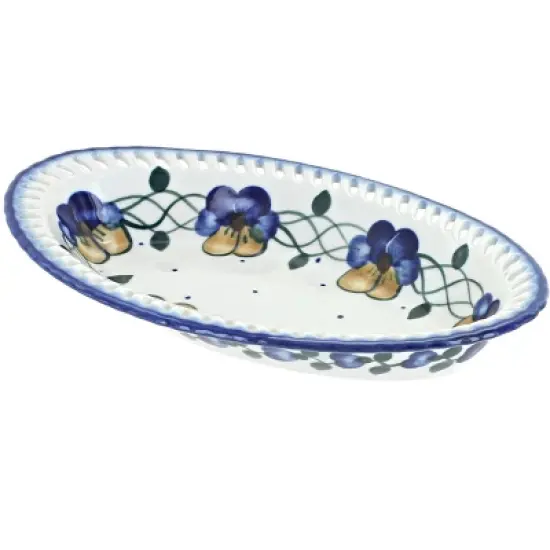Blue Rose Polish Pottery 32C WR Unikat Small Oval Dish image {3}
