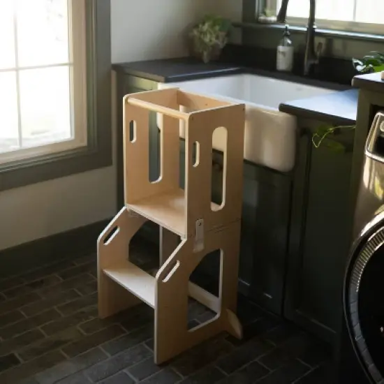 Busy Kids 2-in-1 Kitchen Tower & Kids Art Desk - Natural image {6}