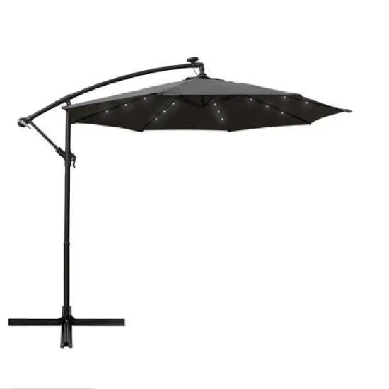 LeisureMod Willry Modern 10FT Outdoor Offset Cantilever Hanging Patio Umbrella with Solar Powered LED &ndash; Backyard, Deck, Garden, Poolside, Patio Shade image {18}