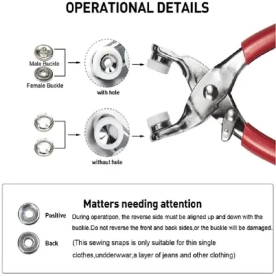 Kitcheniva Metal Snap Button Kit With Fastener Pliers 200 Set image {3}