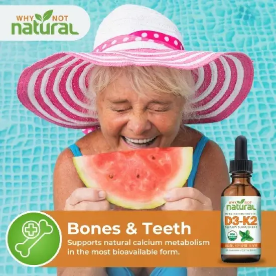 Why Not Natural Organic Vitamin D3 K2 (MK-7) Liquid Drops, 5000 IU with MCT Oil for Bone, Teeth, Heart & Immune Support image {5}