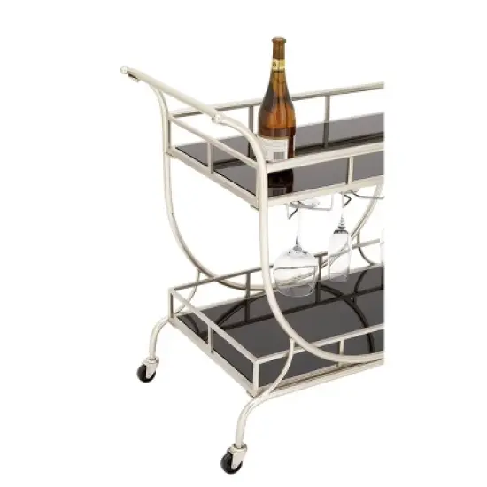 Modern 2 Tier Cart Silver - Olivia & May image {4}