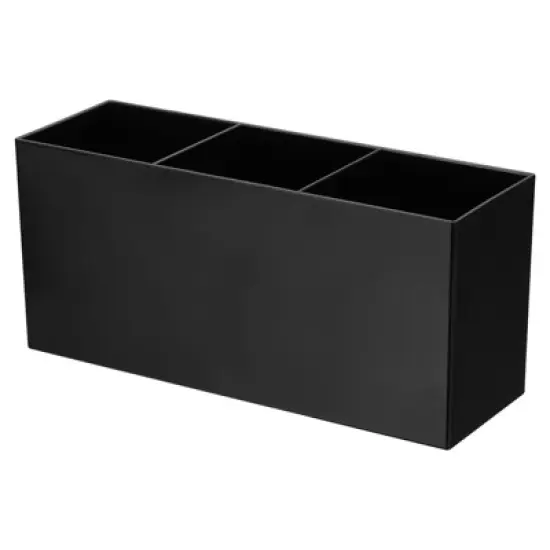 Unique Bargains Office Desk 3 Compartments Acrylic Pen Pencil Holder image {7}