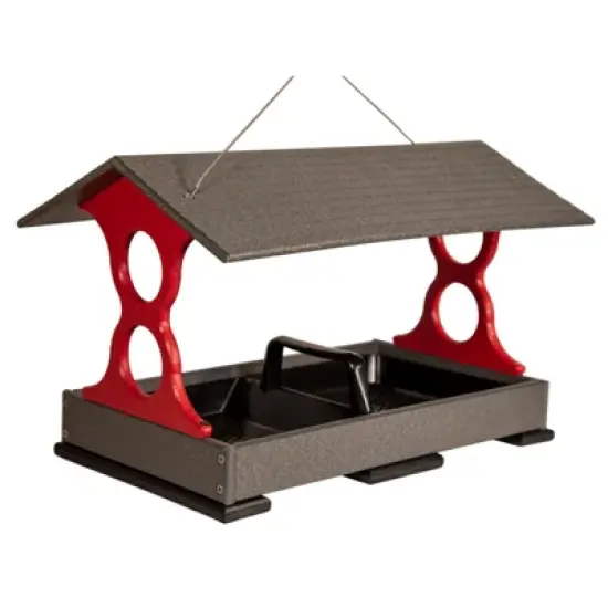 JCs Wildlife Cardinal Red and Gray Large Fly Thru Bird Feeder with Denali Squirrel Proof Mounting Pole - Squirrel Proof Bird Feeder Kit - Holds 8 Cups image {7}