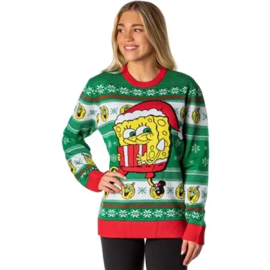 SpongeBob SquarePants Men's Santa SpongeBob Ugly Sweater Knit Pullover image {3}