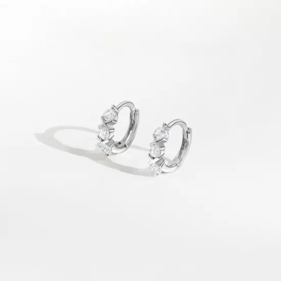Girls' XOXO CZ Huggie Hoop Sterling Silver Earrings - In Season Jewelry image {3}
