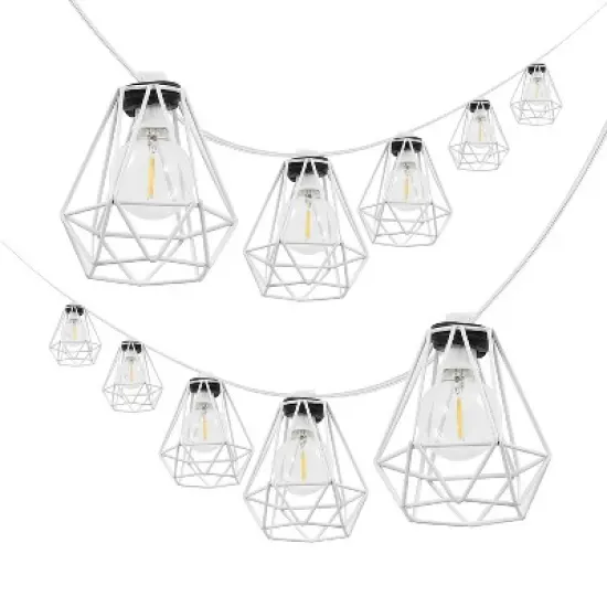 JONATHAN Y 10-Light Indoor/Outdoor 10 ft. Contemporary Transitional Incandescent G40 Diamond Cage String Lights image {6}