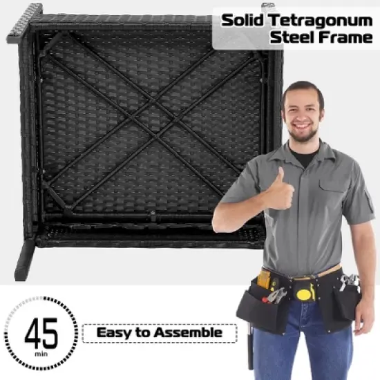 Costway 4 PCS Patio Rattan Furniture Set Cushioned Sofa Armrest Garden Black image {3}