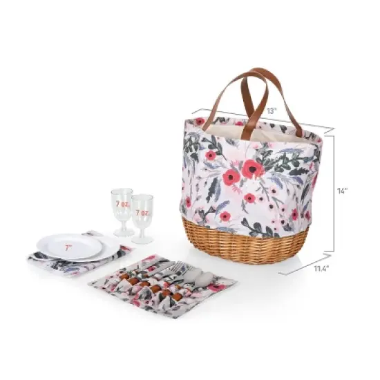 Picnic Time Promenade Floral Pattern Picnic Basket: Wicker & Canvas, Botanical Design, Disney's The Little Mermaid image {4}