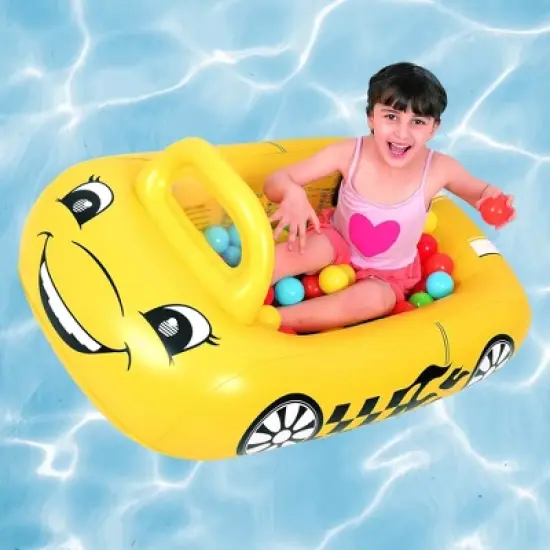 Pool Central Inflatable Kiddie Car Ball Pit Pool Float - 46" - Yellow image {2}