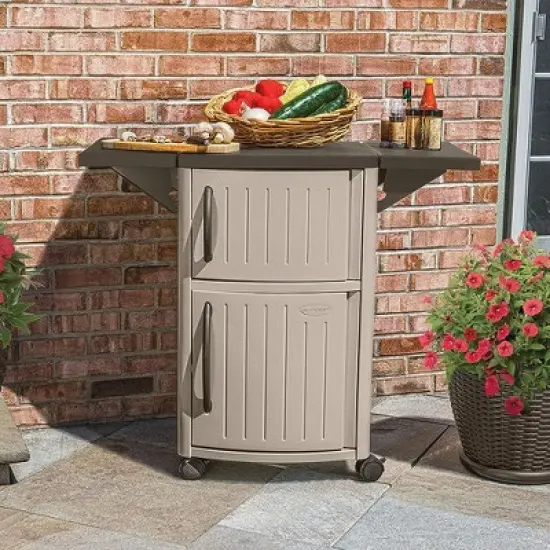 Suncast DCP2000 Portable Outdoor Patio Prep Serving Station Table and Cabinet image {4}