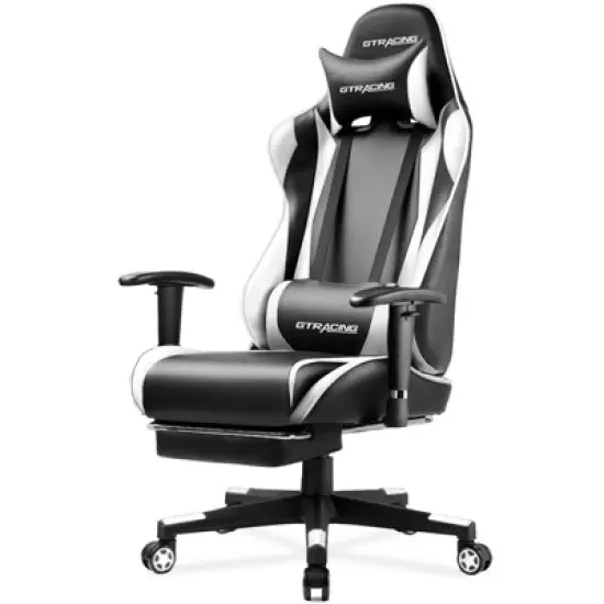 GTRACING Gaming Chair, Retractable Footrest, Premium Faux Leather, Adjustable Computer Office Chair image {8}