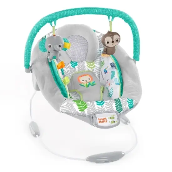 Bright Starts Jungle Vines Comfy Baby Bouncer with Vibrating Infant Seat, Toy Bar & Taggies image {8}