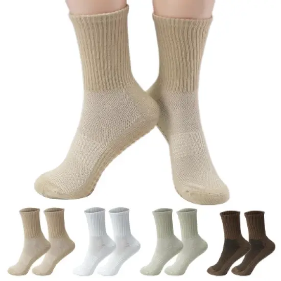 FURNIinspire 4 Pairs Pilates Stockings Toes Home Pilates Socks for Women Non Slip Grippers Yoga Crew Socks Barre, Multicolored, 11.7"*0.39"*0.39" image {1}