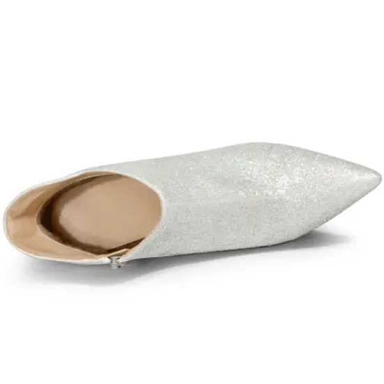 Allegra K Women's Glitter Pointed Toe Stiletto Heel Cutout Ankle Boots image {3}