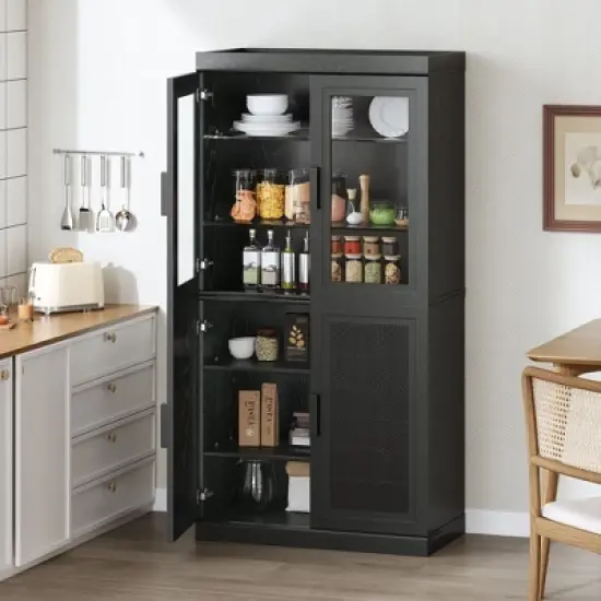 PexFix Freestanding Wood Pantry Cabinet Kitchen Storage Organizer With Shelves & Doors Large Capacity image {1}