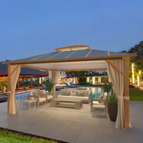 EROMMY 14 Ft. W x 12 Ft. D Aluminum Patio Gazebo image {3}