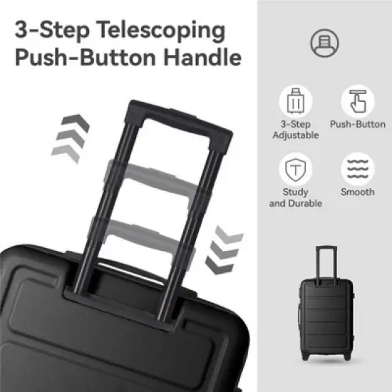 NAYSAYE Luggage ABS Hardshell 3 Piece Spinner Set with Secure Lock and Nested Design for Travel, Black, 19.88"*10.63"*29.92" image {3}