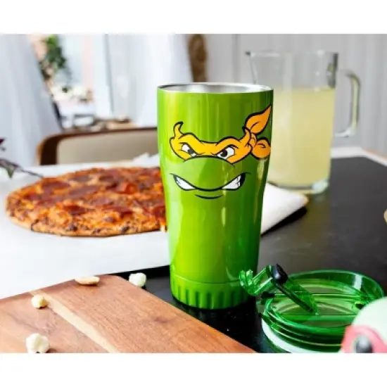 Silver Buffalo Teenage Mutant Ninja Turtles Michelangelo Stainless Steel Tumbler With Lid image {4}