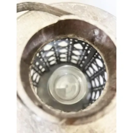 Essential Decor & Beyond 14.5&rdquo; Distressed Gray Bamboo Lantern With Handle image {7}