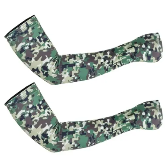 Unique Bargains Basketball Sports Camouflage Cooling Arm Elbow Compression Sleeve Green Blue Gray White 1 Pair image {6}