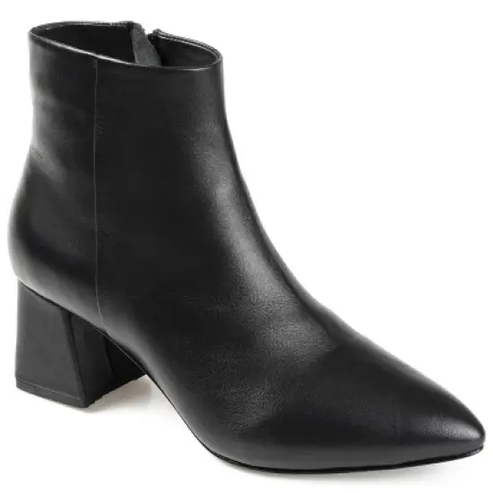 Journee Signature Womens Genuine Leather Tabbie Almond Toe Block Heel Ankle Booties image {9}