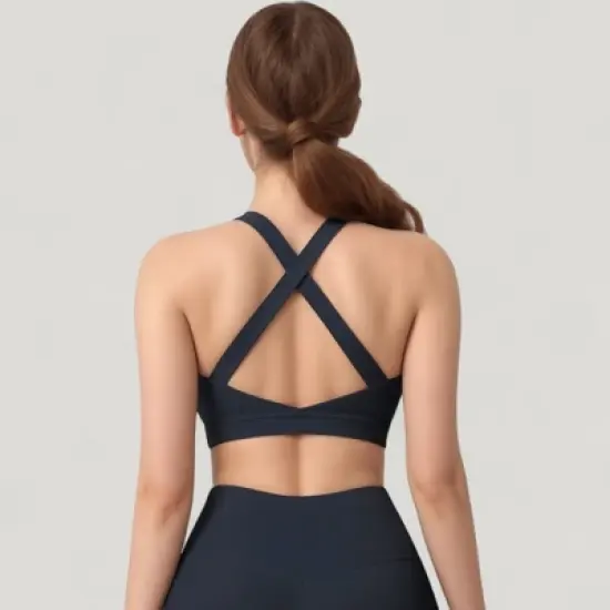 Anna-Kaci Active Women's Scoop Neck Seamless Athletic Crop Top with Wide Shoulder Straps image {4}