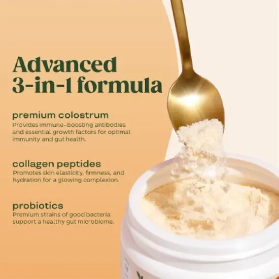 BLOOM NUTRITION Colostrum & Collagen Peptides Powder - Orange Cream - 4.23oz/25 Servings image {4}