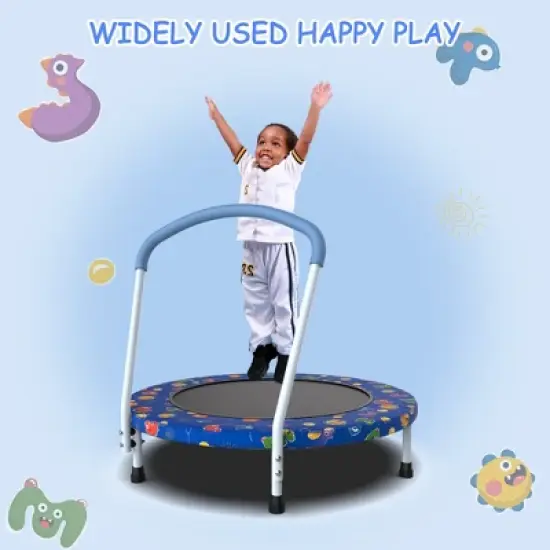 Jump Into Fun 36" Mini Indoor Quiet Kids Trampoline With Safety And Durable Steel Frame Recreational Trampoline For Fitness Workout Exercise image {7}
