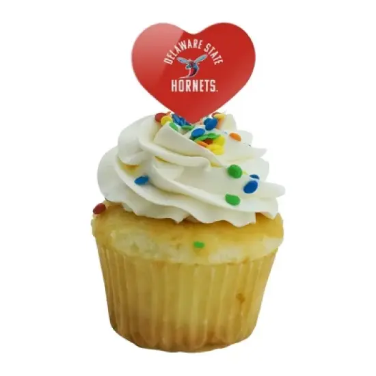 Delaware State University Hornets Logo Heart Love Cupcake Picks Toppers Decoration Set of 6 image {4}