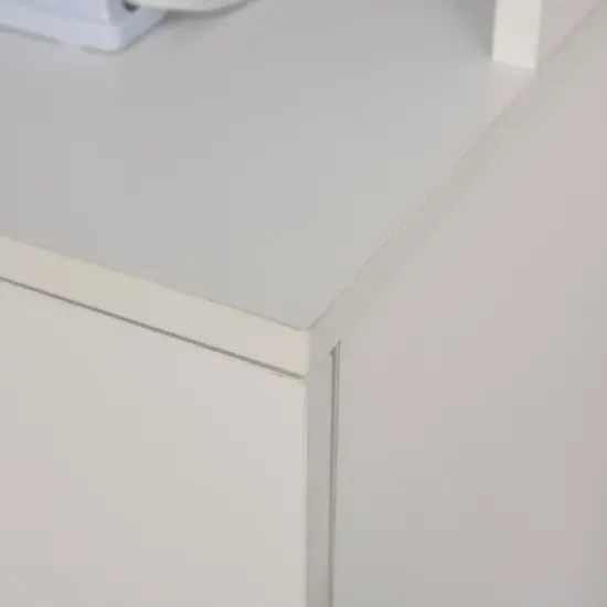 HOMCOM Freestanding Kitchen Pantry, Buffet with Hutch Storage Organizer with 2 Door Cabinets, 3 Drawers and Open Countertop, Adjustable Shelf, White image {7}