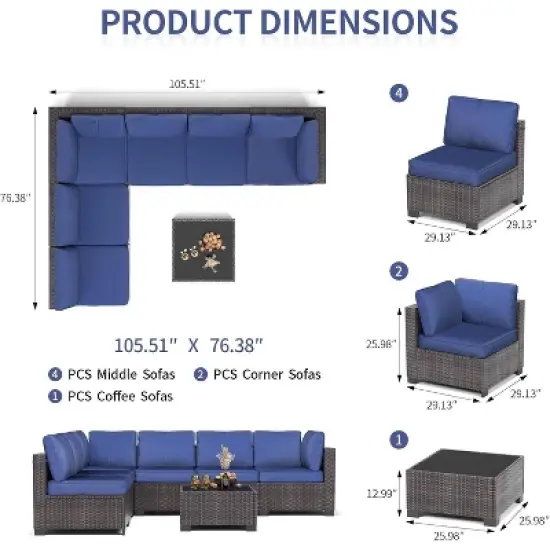 7-Piece Outdoor Rattan Patio Furniture Set image {1}