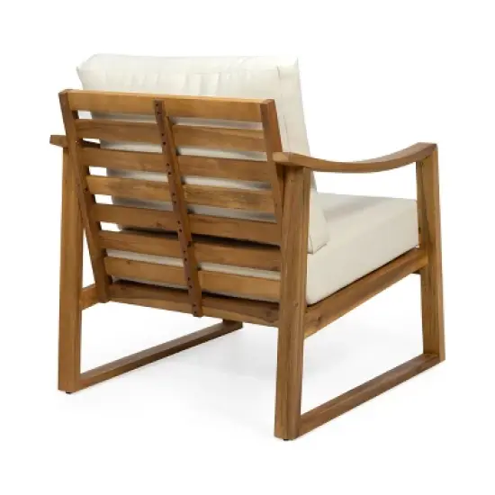 Christopher Knight Home Samwell Outdoor Acacia Wood Club Chairs with Cushions (Set of 2) image {3}