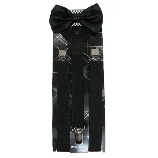 CTM Men's Solid Bow Tie with Suspender Set image {3}