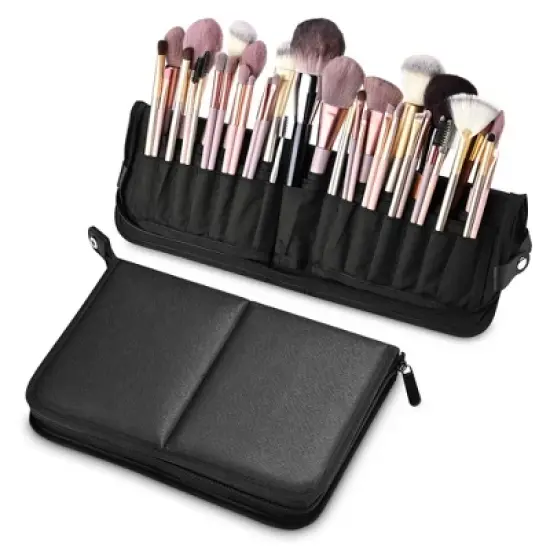 Byootique Makeup Brush Bag Foldable Holder Organizer Portable Travel Artist Case BLACK image {6}