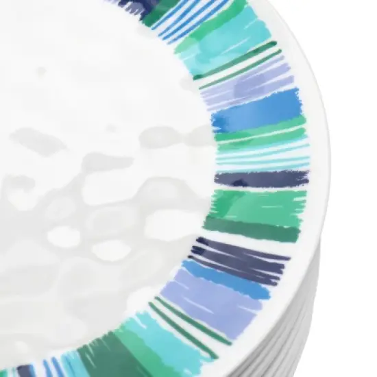 Gibson Home Tropical Sway Orleans 12 Piece 9 Inch Melamine Dessert Plate Set in Blue image {2}