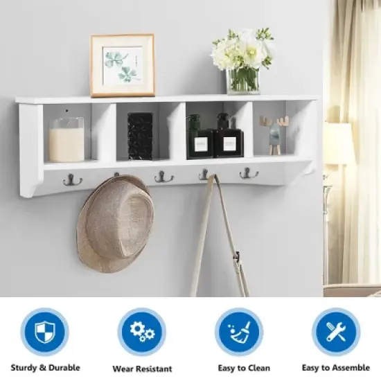 Costway Hanging Entryway Shelf Coat Rack Wall Mounted Storage Cabinets image {5}