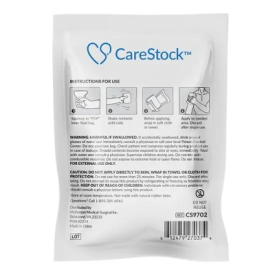 CareStock Instant Cold Pack, Disposable, 5 in. x 7 in., 1 Count, 24 Packs, 24 Total image {1}