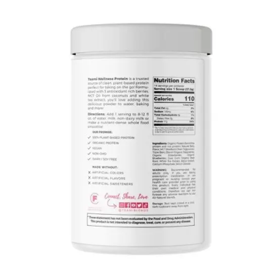 Teami Triple Berry Wellness Protein Dietary Supplement - 13.6oz image {1}