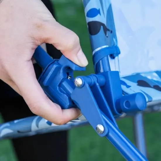 Outsunny Kids Folding Picnic Table and Chair Set Shark Pattern Outdoor Garden Patio Backyard with Removable & Height Adjustable Sun Umbrella image {4}